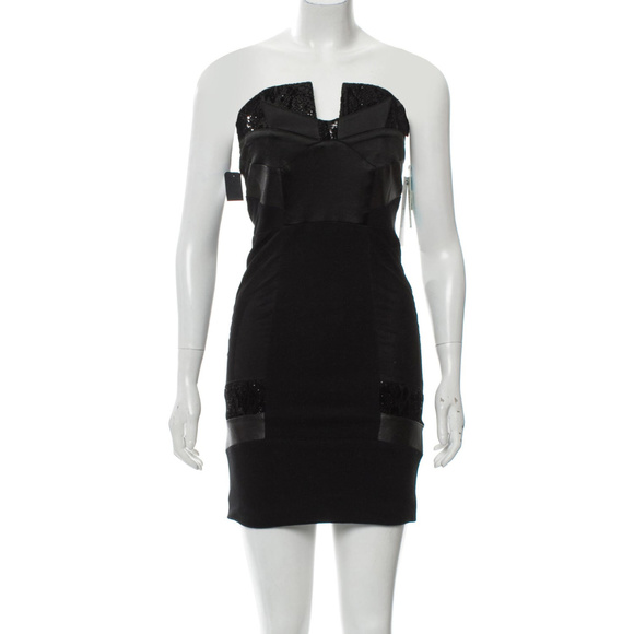 Alice + Olivia Leather-Trimmed Mini Dress